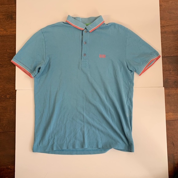 hugo boss light blue polo shirt